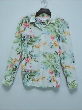 Tommy Bahama Pastel Green Tropical Floral Camp Shirt